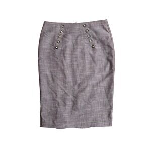 A. Byer California Taupe Button Front Pleated Back Pencil Skirt